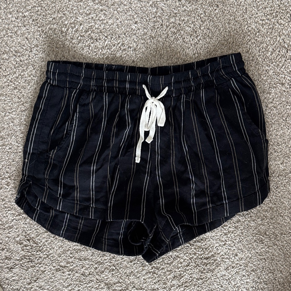 Billabong Black and White Striped Athletic Shorts